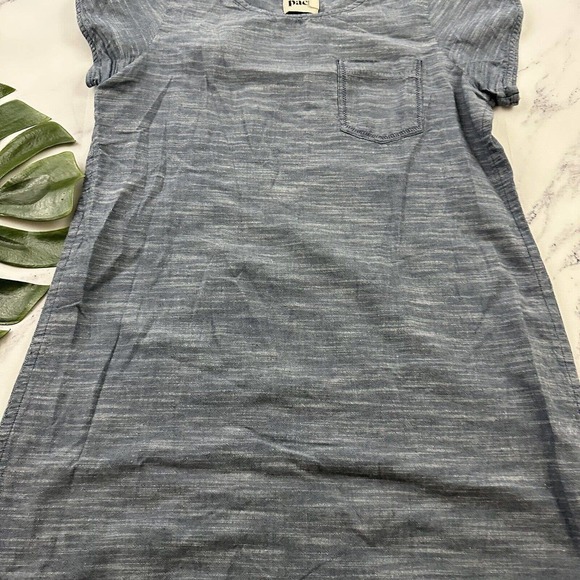 Pact Womens Shift Dress Size M Chambray Blue Short Sleeve Pocket Organic Cotton - Picture 3 of 10